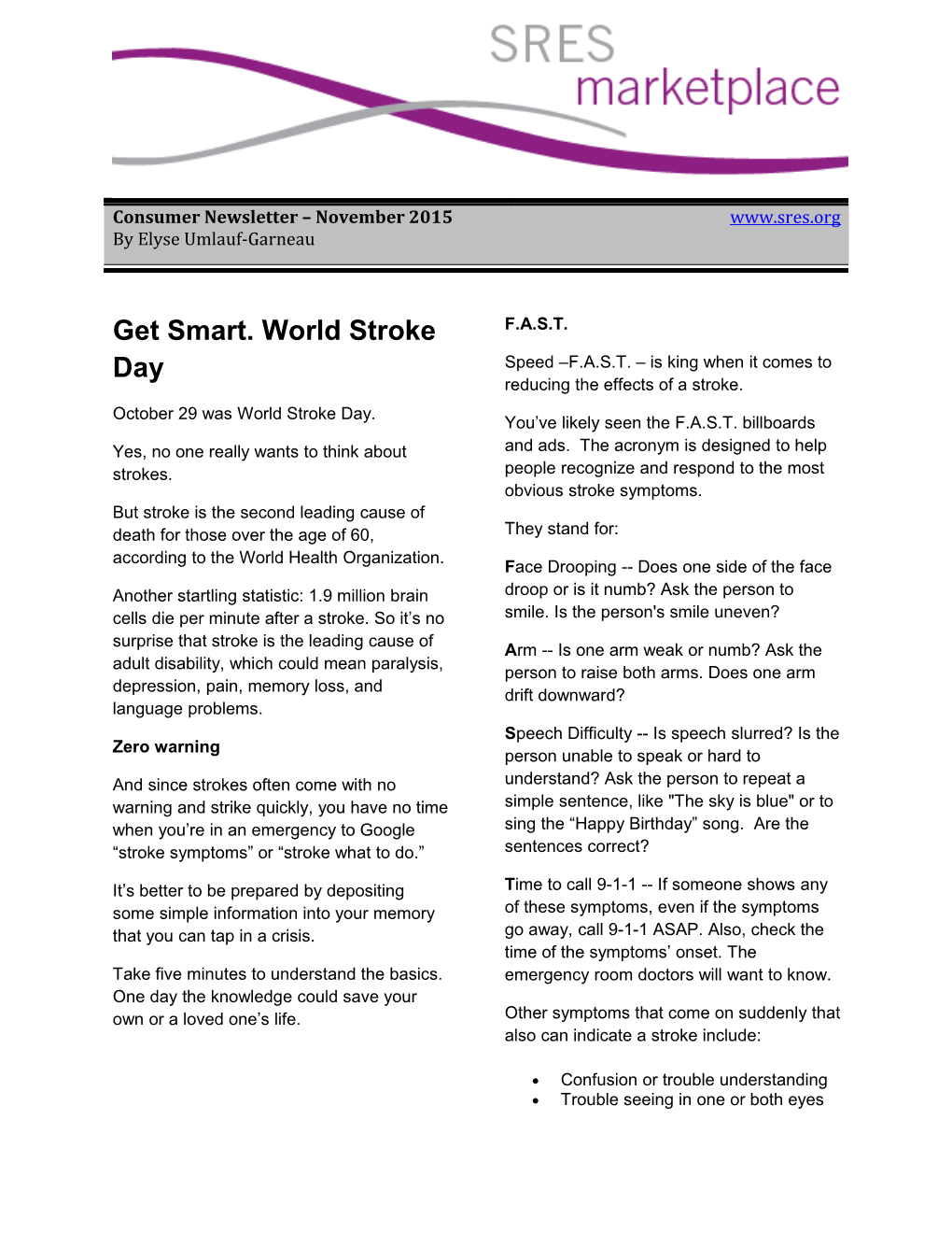 Get Smart. World Stroke Day