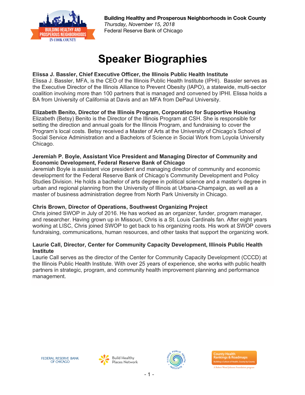 Speaker Biographies