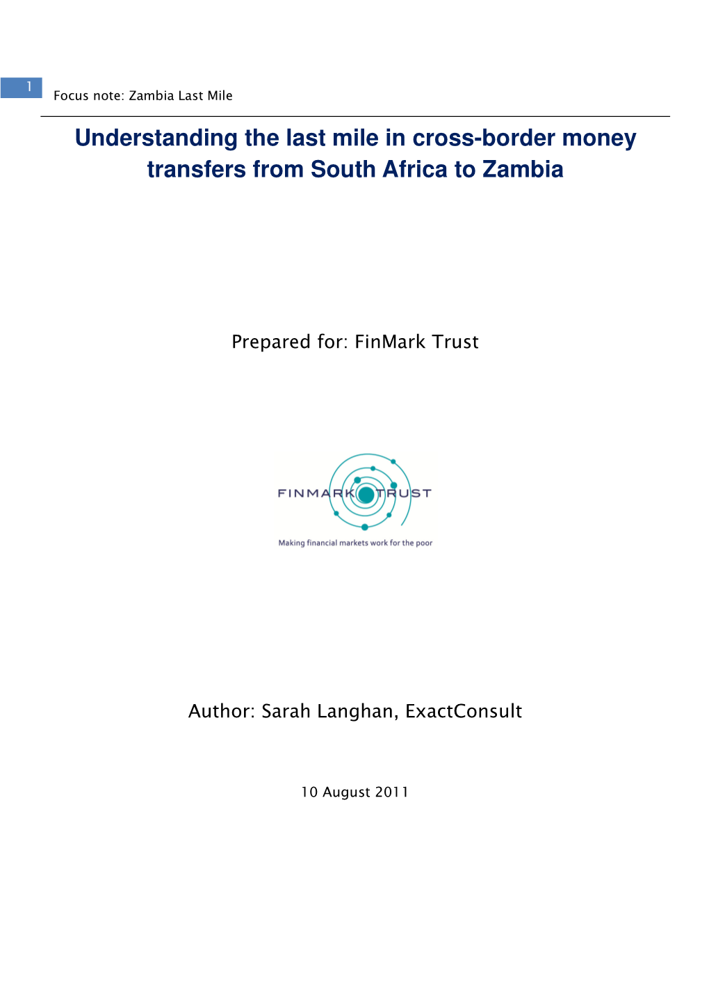 Understanding the Last Mile in Cross-Border Money Transfers from South Africa to Zambia