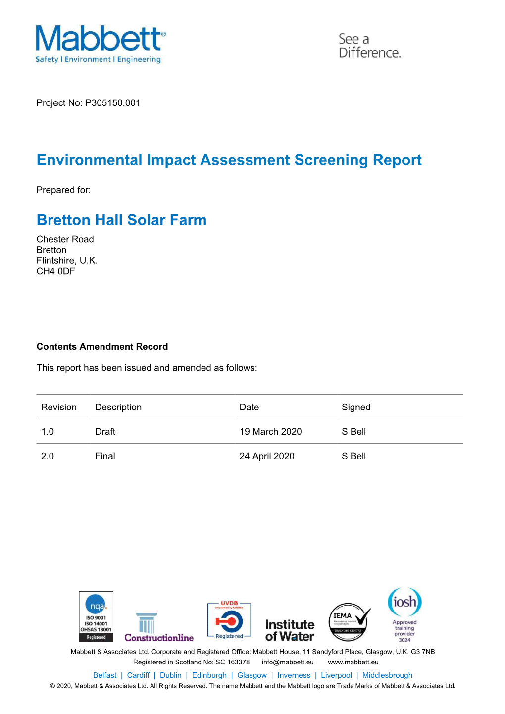 Bretton Hall Solar Farm Chester Road Bretton Flintshire, U.K