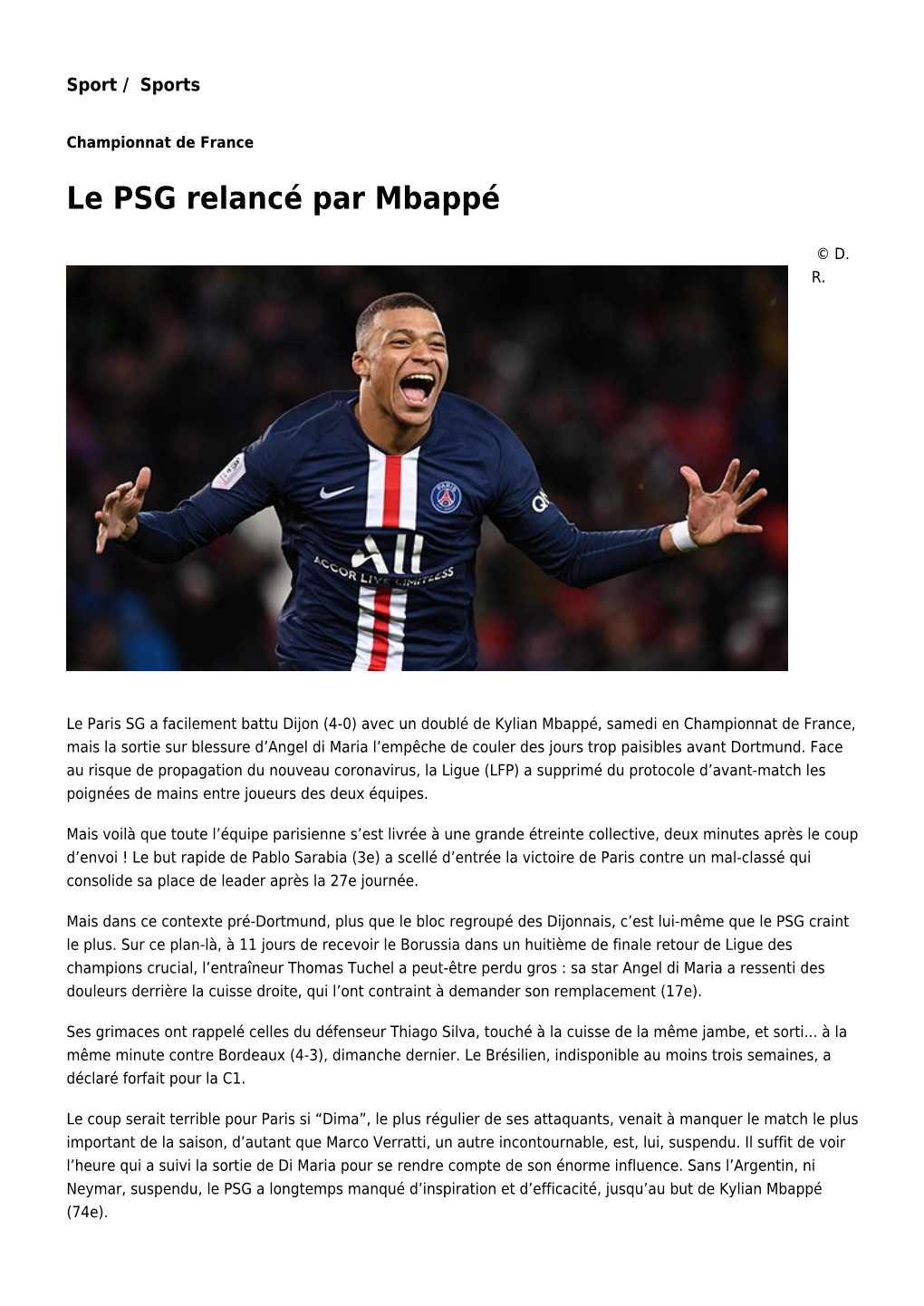 Le PSG Relancé Par Mbappé