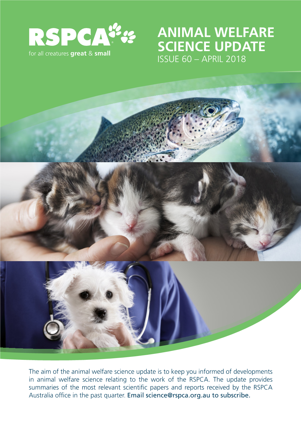 Animal Welfare Science Update Issue 60 – April 2018