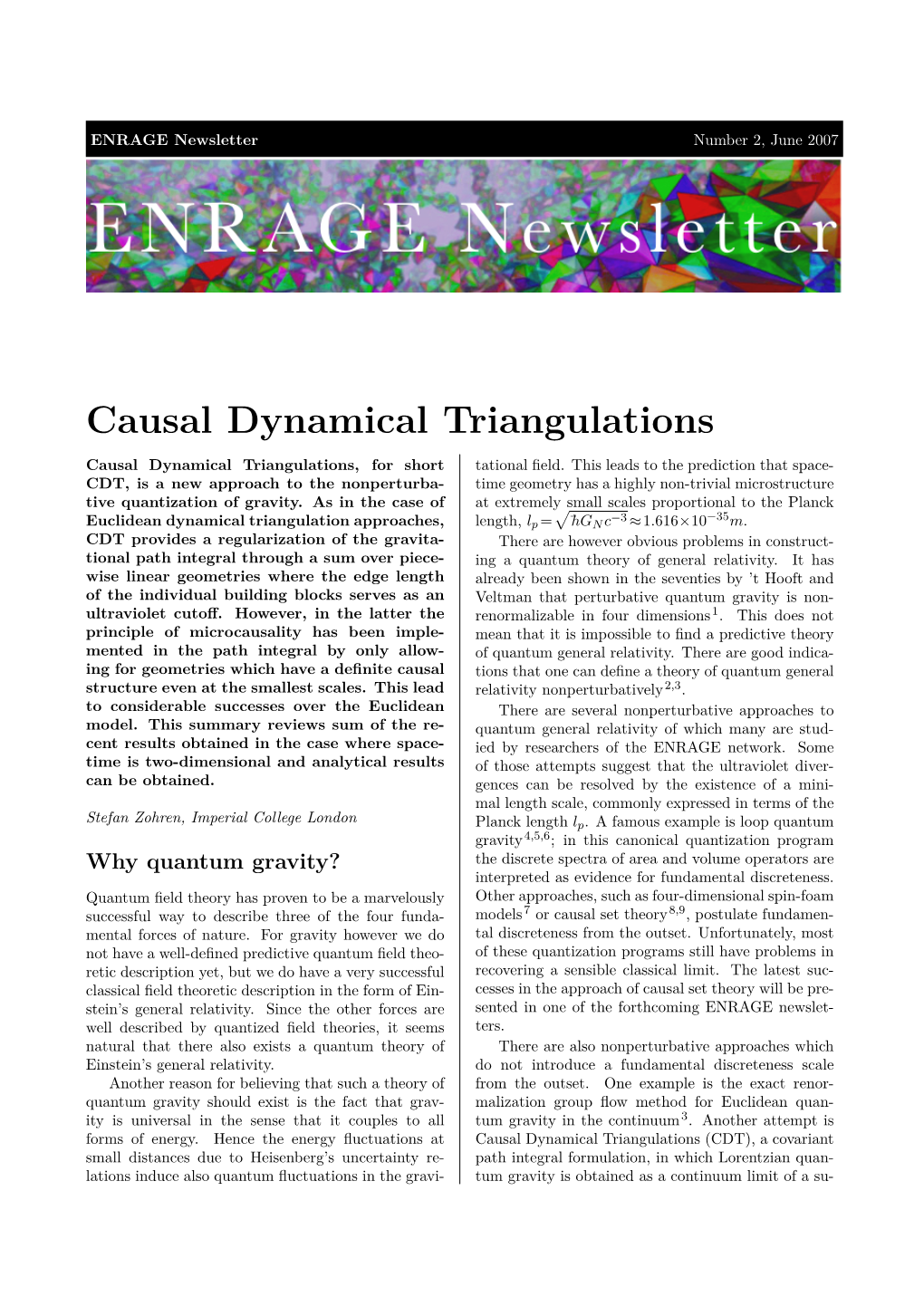 Causal Dynamical Triangulations