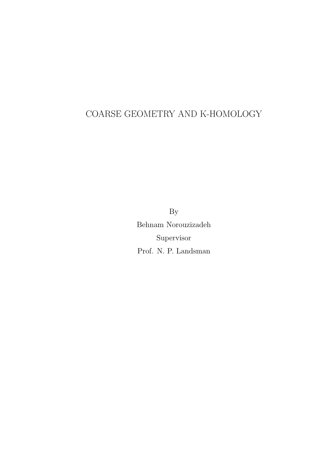 Coarse Geometry and K-Homology