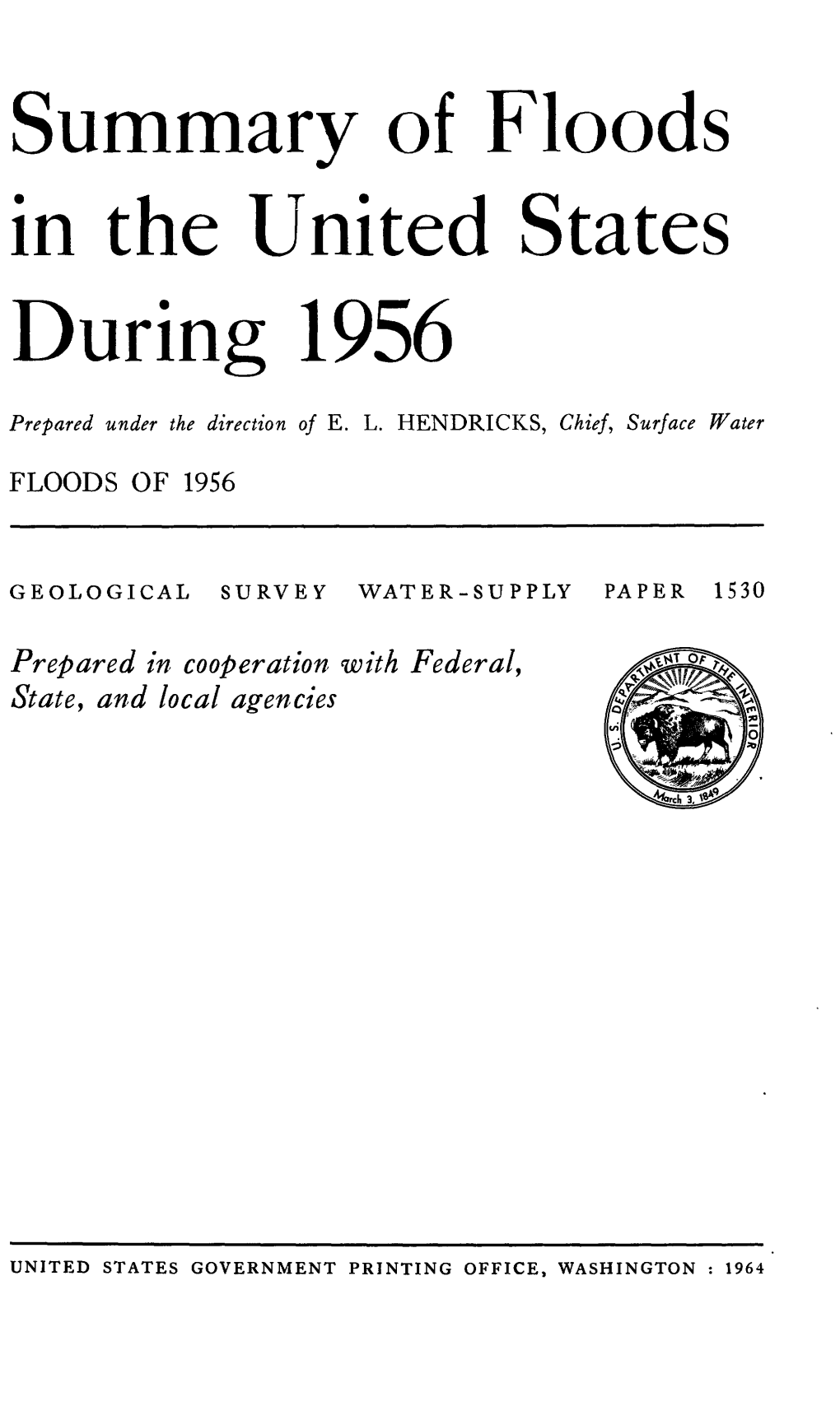 Summary of Floods in the United States During 1956