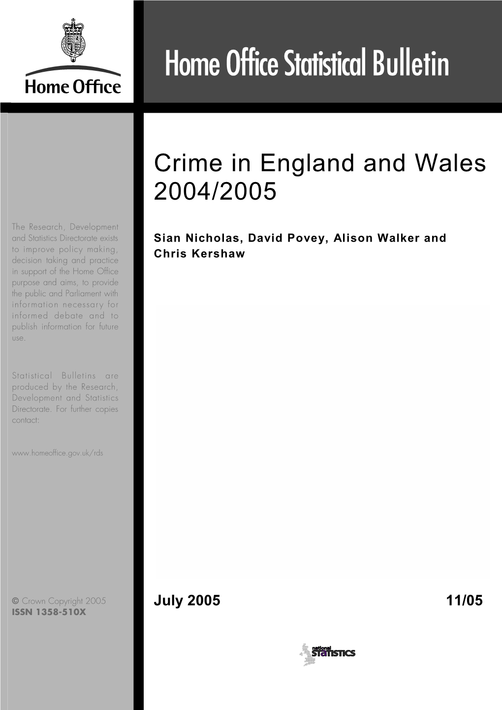 Crime in England and Wales 2004/2005