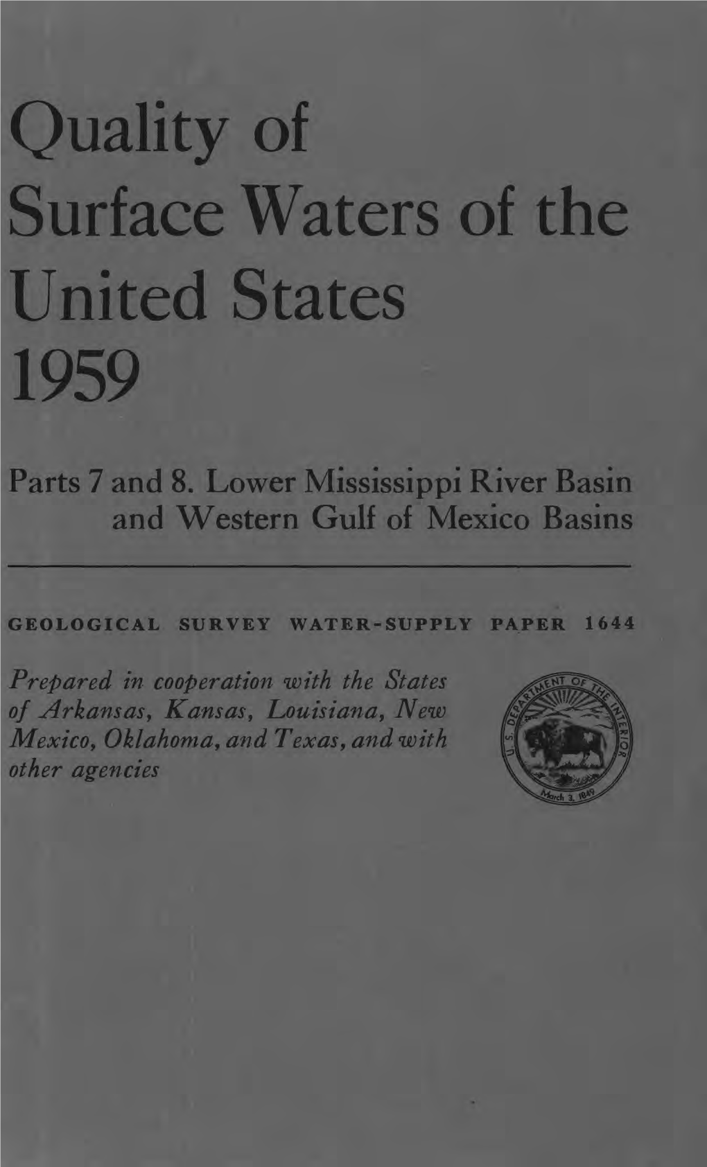 Quality of Surface Waters of the United States 1959