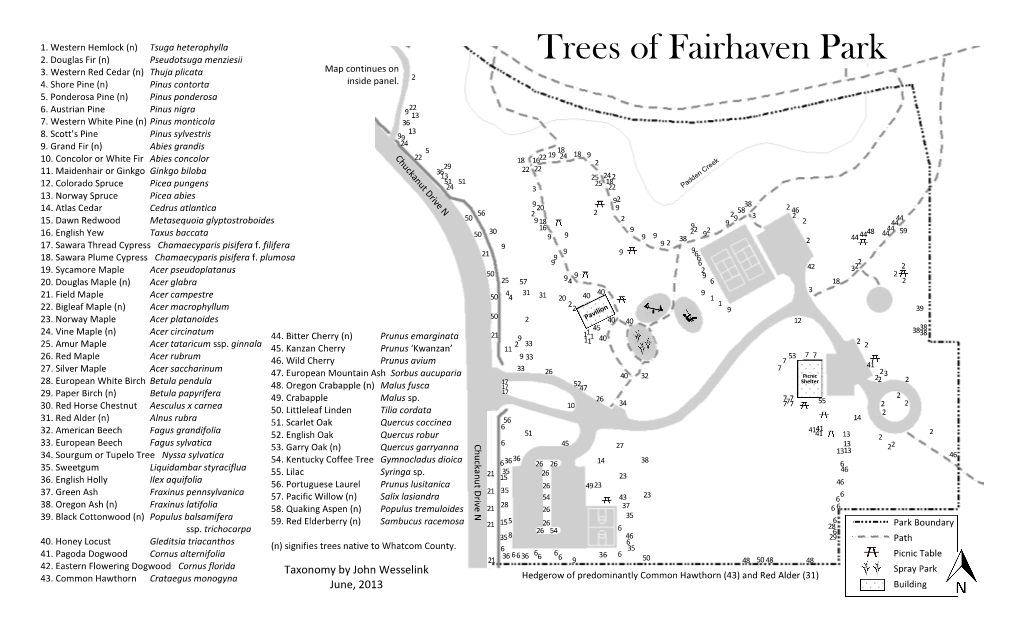 Trees of Fairhaven Park Map Continues on 3