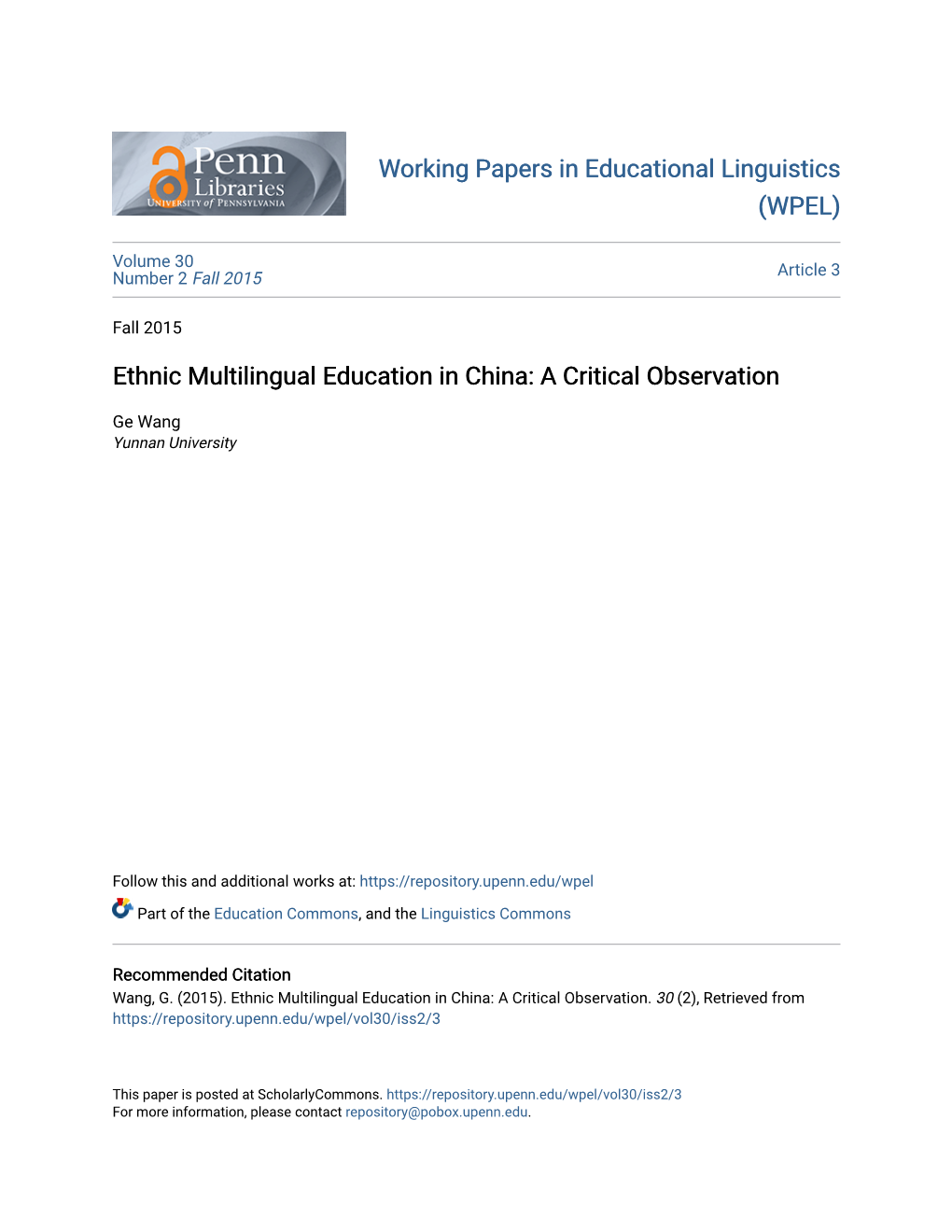 Ethnic Multilingual Education in China: a Critical Observation