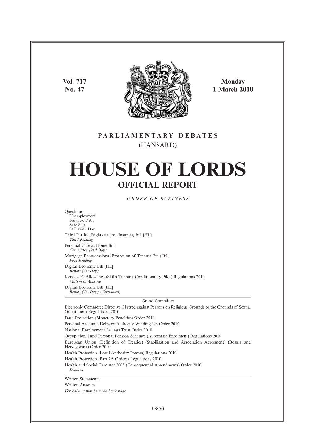 House of Lords Official Report