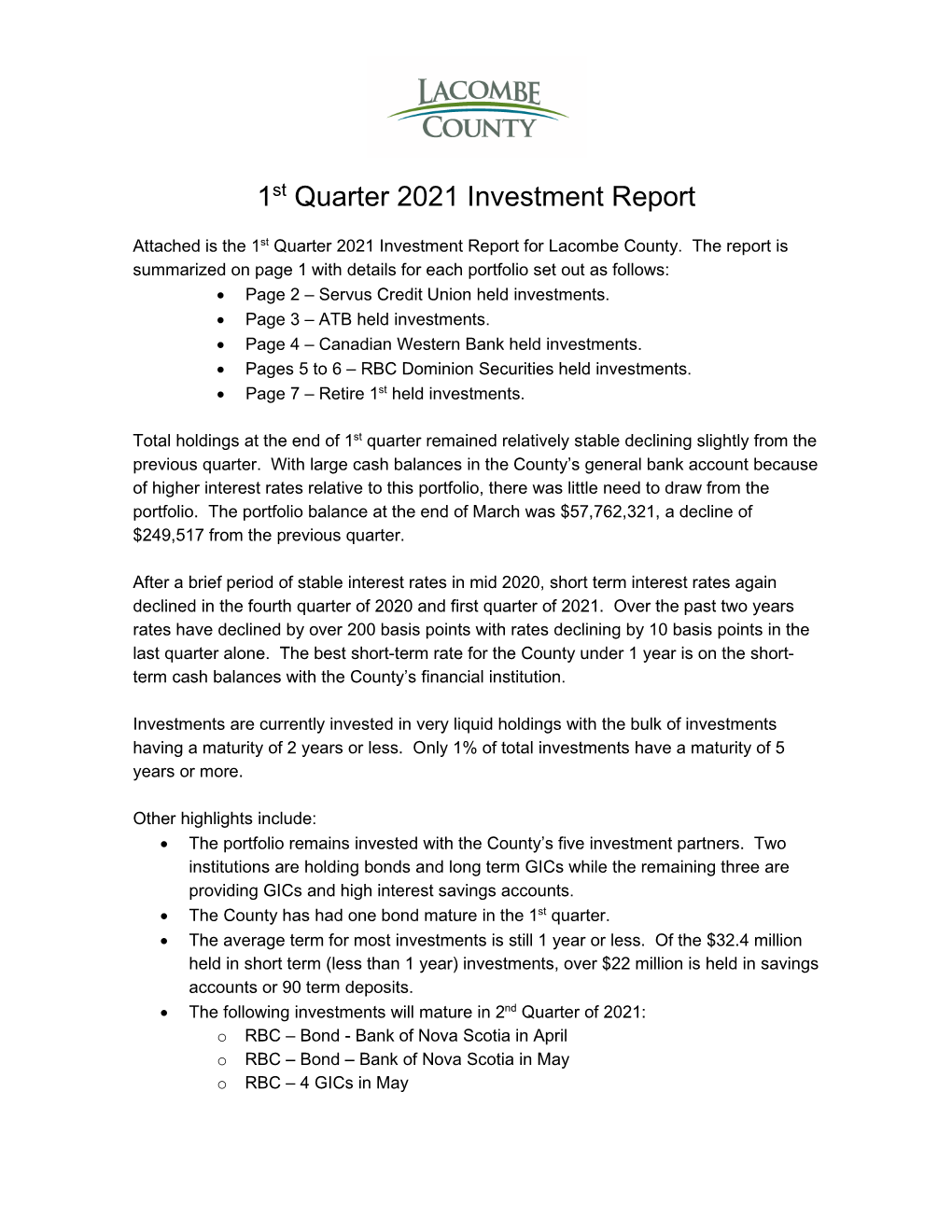 Investment Report