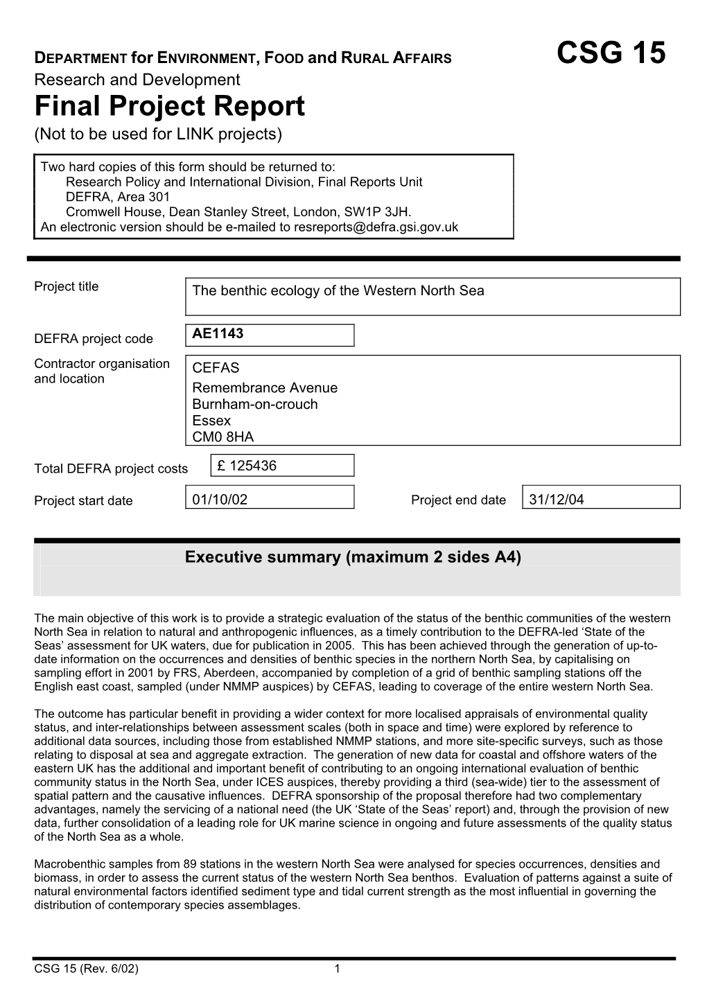 CSG 15 Research and Development Final Project Report (Not to Be Used for LINK Projects)