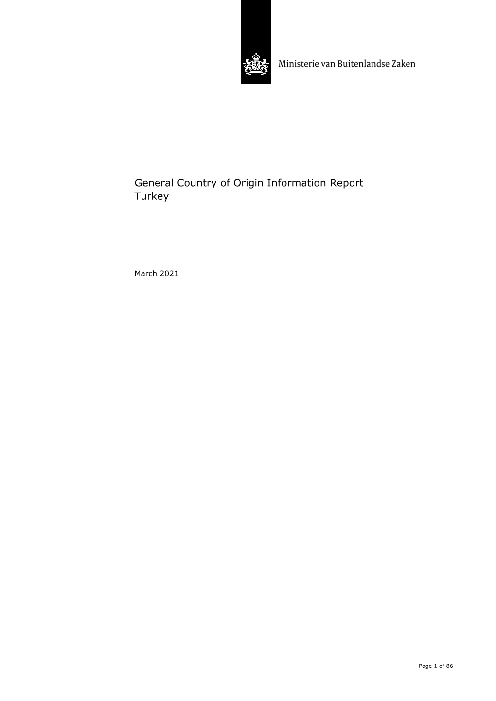 General Country of Origin Information Report Turkey