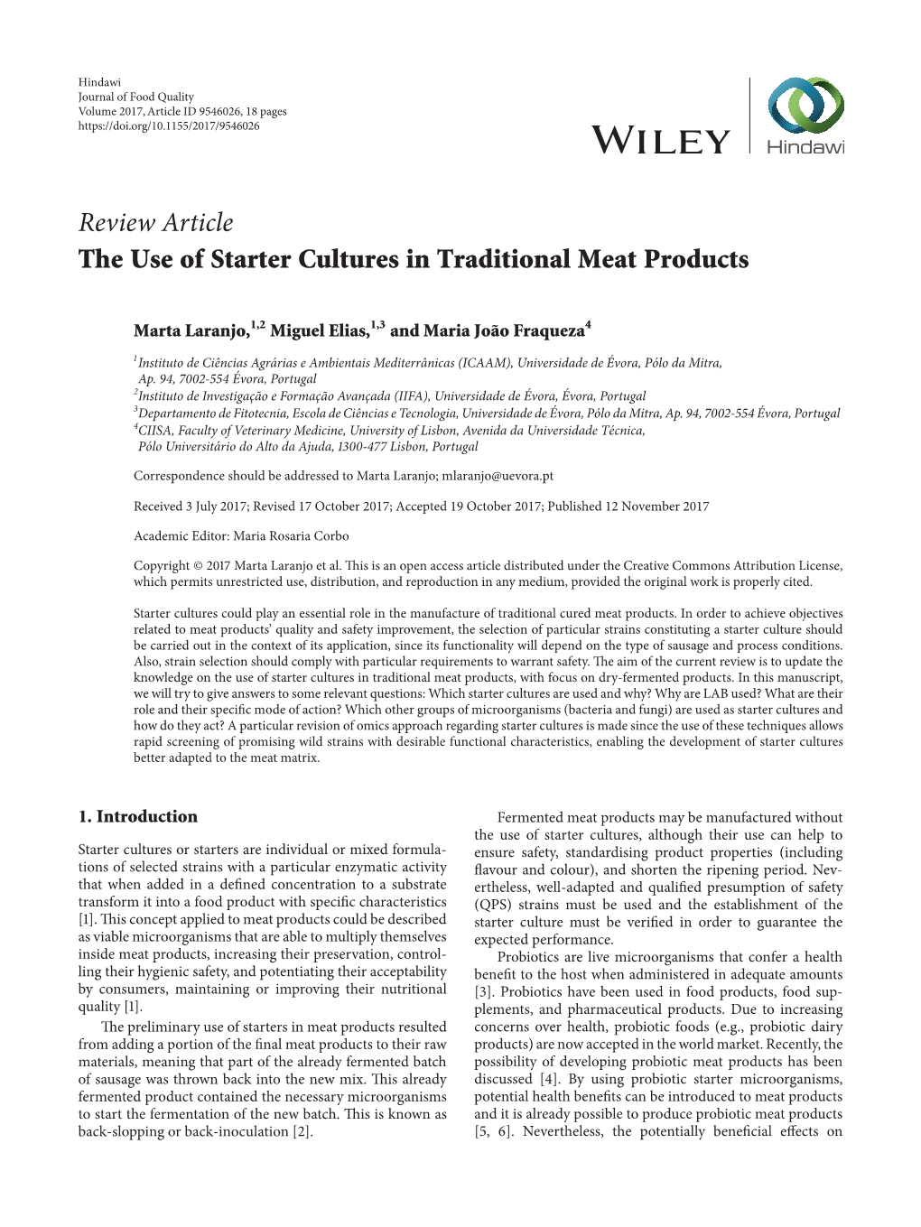 The Use of Starter Cultures in Traditional Meat Products