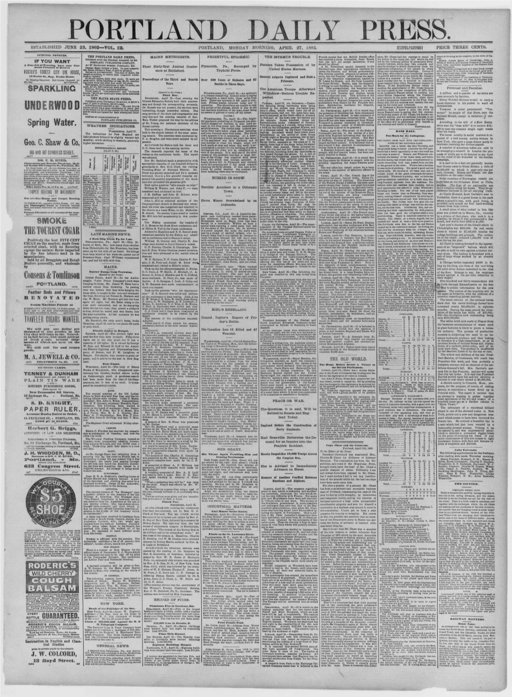 Portland Daily Press: April 27,1885