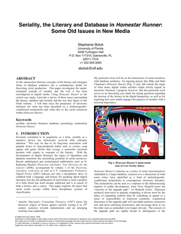 Seriality, the Literary and Database in Homestar Runner: Some Old Issues in New Media