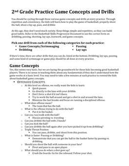 2Nd Grade Practice Game Concepts and Drills