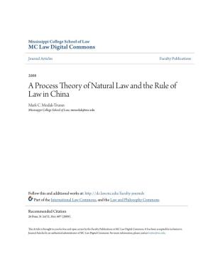 A Process Theory of Natural Law and the Rule of Law in China Mark C