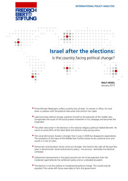 Israel After the Elections: Is the Country Facing Political Change?