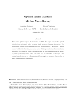 Optimal Income Taxation: Mirrlees Meets Ramsey∗