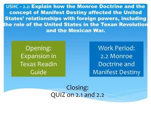 USHC – 2.2: Explain How the Monroe Doctrine And