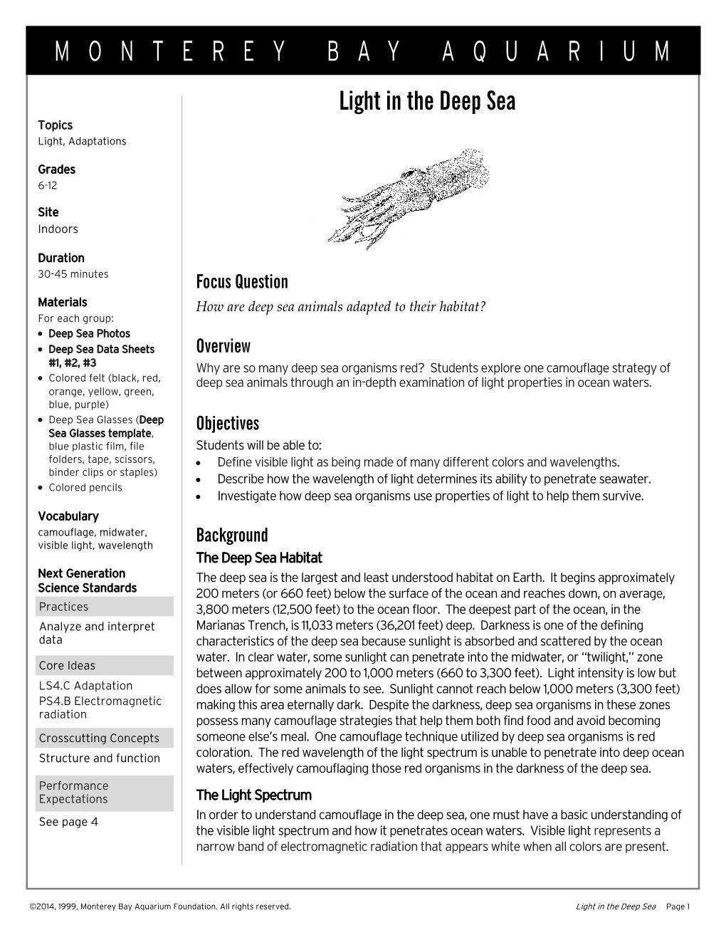 Light in the Deep Sea.NGSS