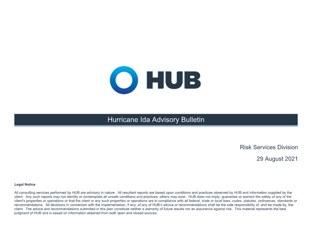 Hurricane Ida Advisory Bulletin