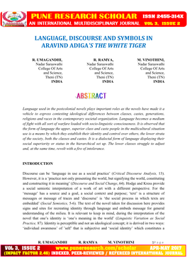 Language, Discourse and Symbols in Aravind Adiga's the White Tiger