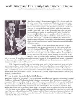 Walt Disney and His Family-Entertainment Empire from Forbes Greatest Business Stories of All Time by Daniel Gross, Et Al