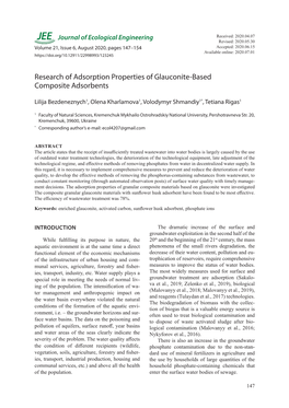 Research of Adsorption Properties of Glauconite-Based Composite Adsorbents