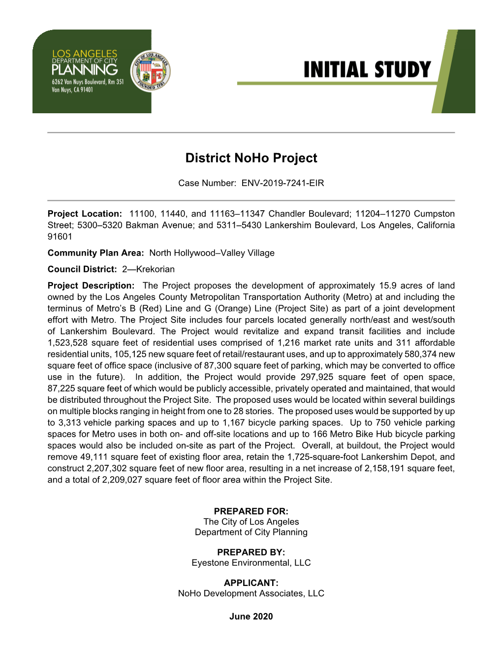The District Noho Project Initial Study