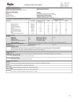 MSDS 853025 Revised: 06/06/2013 MATERIAL SAFETY DATA SHEET Supersedes: 05/01/2011 ECO #: 1001294 I