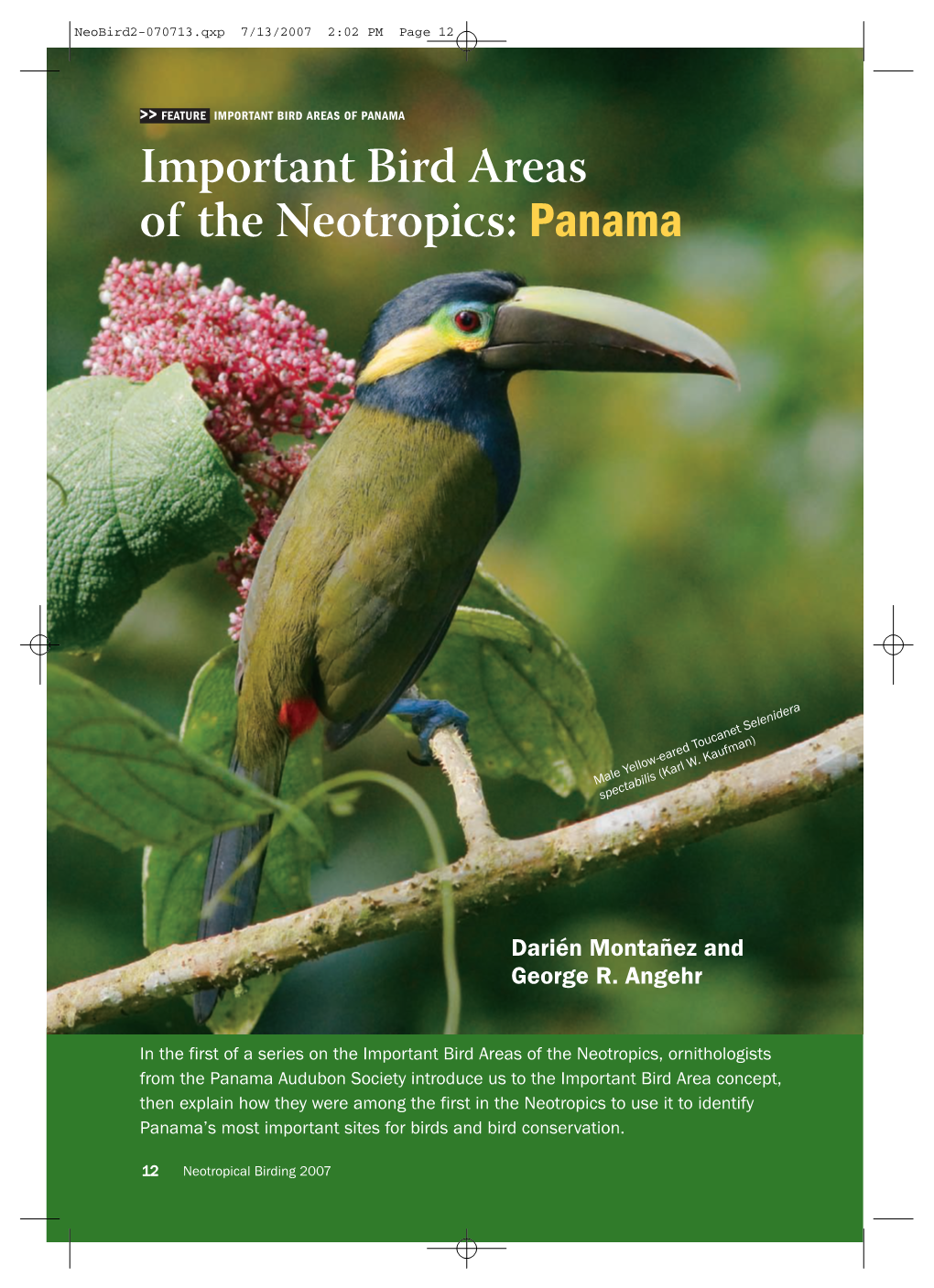 PANAMA Important Bird Areas of the Neotropics: Panama