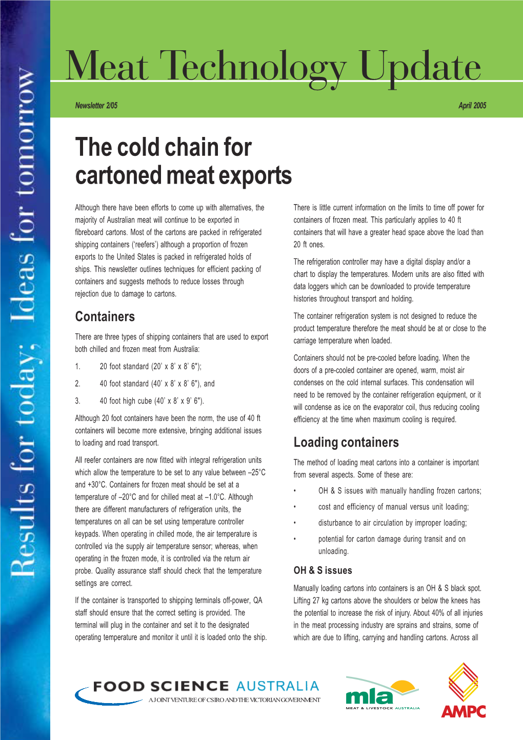 The Cold Chain for Cartoned Meat Exports