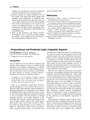 Propositional and Predicate Logic: Linguistic Aspects P a M Seuren, Max Planck Institute for Utterance Token with a Truth Value