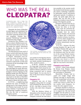 CLEOPATRA? Greek, She Spoke Eight Other Lan- Guages