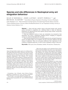 Species and Site Differences in Neotropical Army Ant Emigration Behaviour