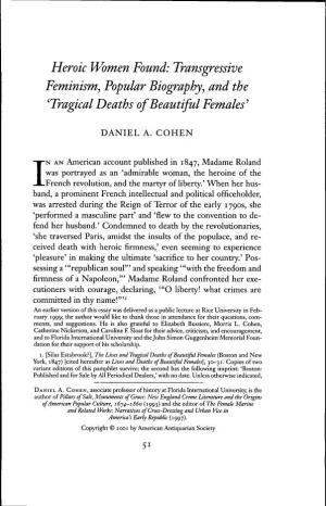 Transgressive Feminism, Popular Biography, and the 'Tragical Deaths of Beautiful Females'