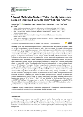 A Novel Method in Surface Water Quality Assessment Based on Improved Variable Fuzzy Set Pair Analysis