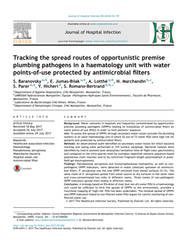 Tracking the Spread Routes of Opportunistic Premise Plumbing Pathogens in a Haematology Unit with Water Points-Of-Use Protected by Antimicrobial ﬁlters S