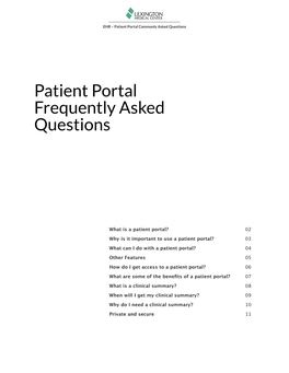 Patient Portal Frequently Asked Questions