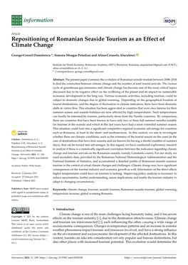 Repositioning of Romanian Seaside Tourism As an Effect of Climate Change