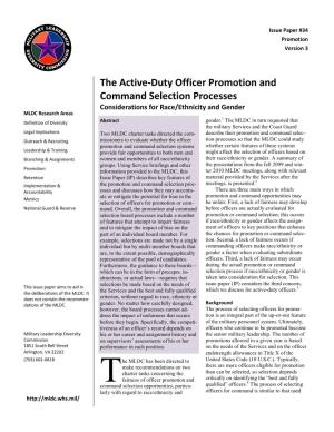 The Active-Duty Officer Promotion and Command Selection Processes