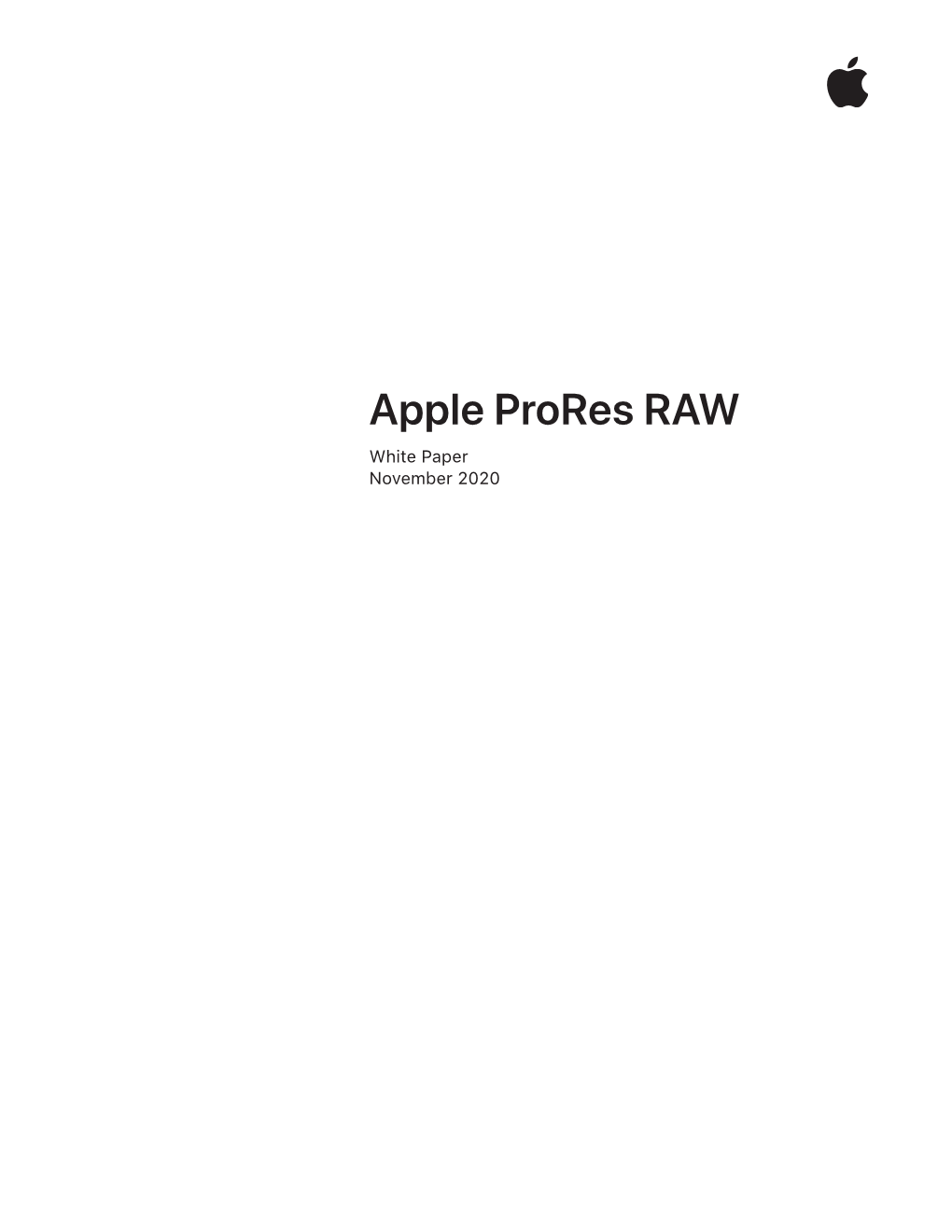 Apple Prores RAW White Paper November 2020 Contents