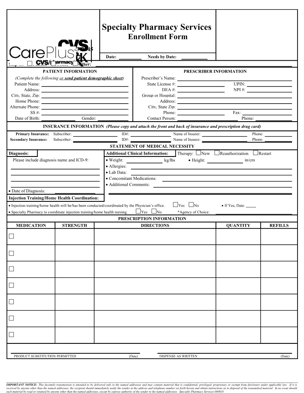 Enrollment Form Name