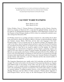 Calvert Ward Watkins