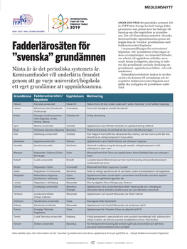 2018:7 Fadderlärosäten För Svenska Grundämnen