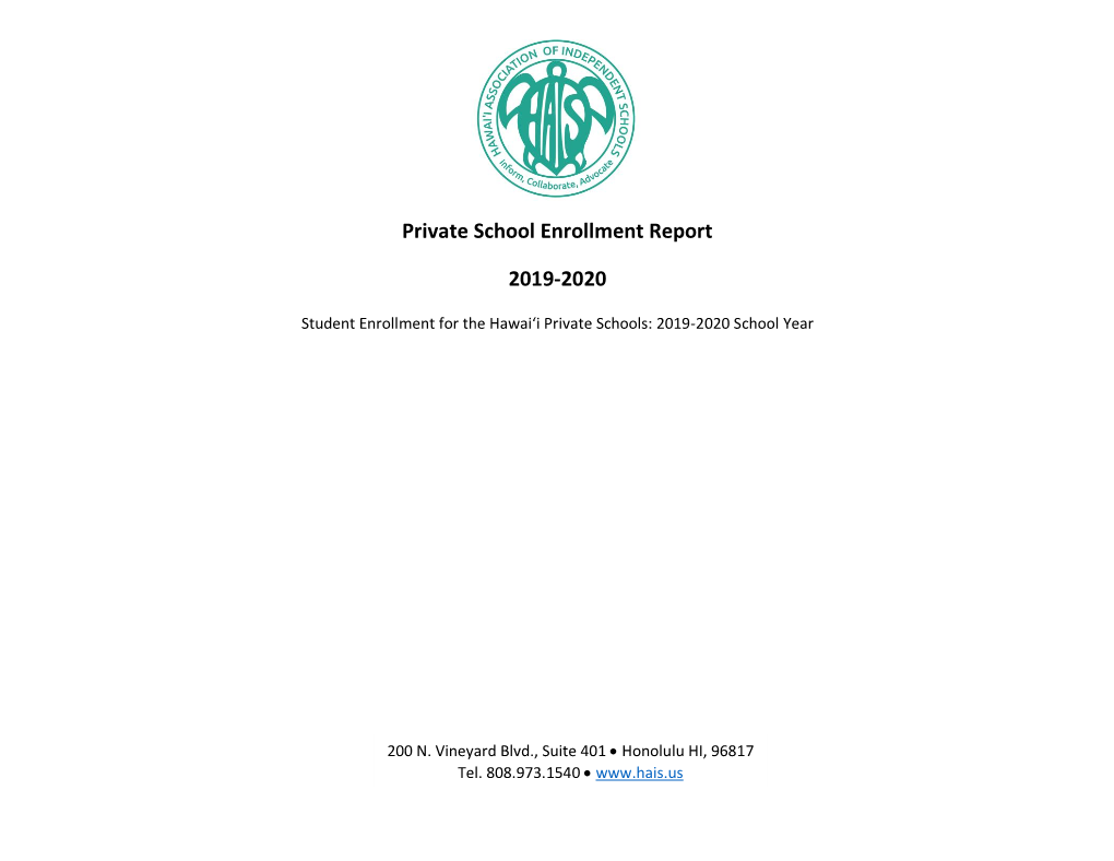 Private School Enrollment Report 2019-2020