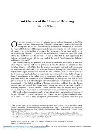 Lost Chances of the House of Habsburg