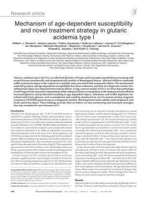 Mechanism of Age-Dependent Susceptibility and Novel Treatment Strategy in Glutaric Acidemia Type I William J
